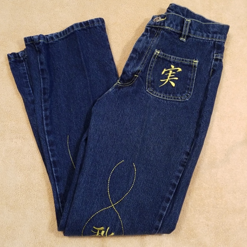 Lizzetty Dark Wash Jeans With Embroidery Size 30
